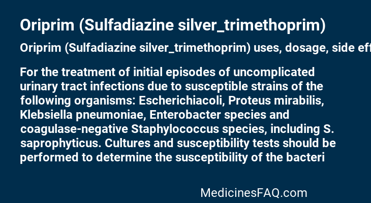 Oriprim (Sulfadiazine silver_trimethoprim)