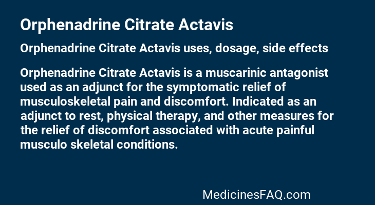 Orphenadrine Citrate Actavis
