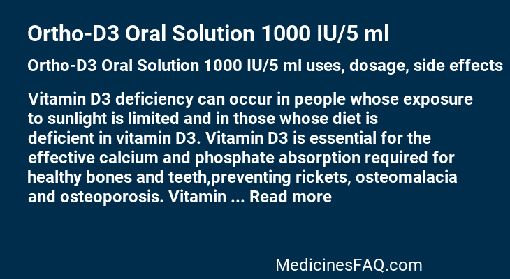 Ortho-D3 Oral Solution 1000 IU/5 ml