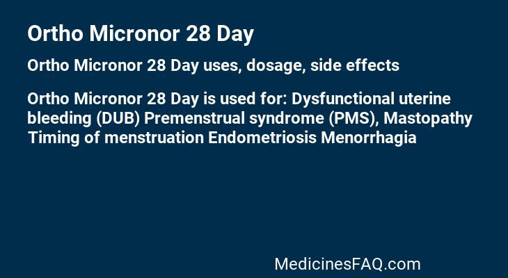 Ortho Micronor 28 Day