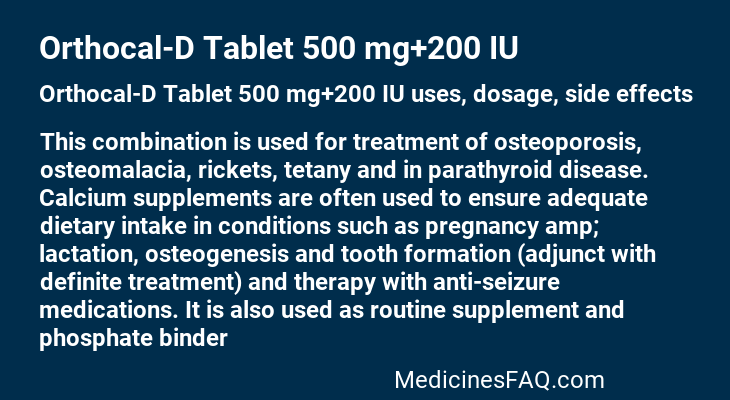 Orthocal-D Tablet 500 mg+200 IU