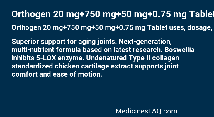 Orthogen 20 mg+750 mg+50 mg+0.75 mg Tablet