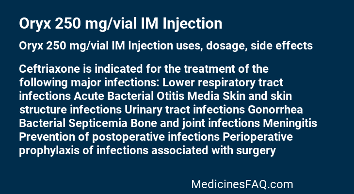 Oryx 250 mg/vial IM Injection