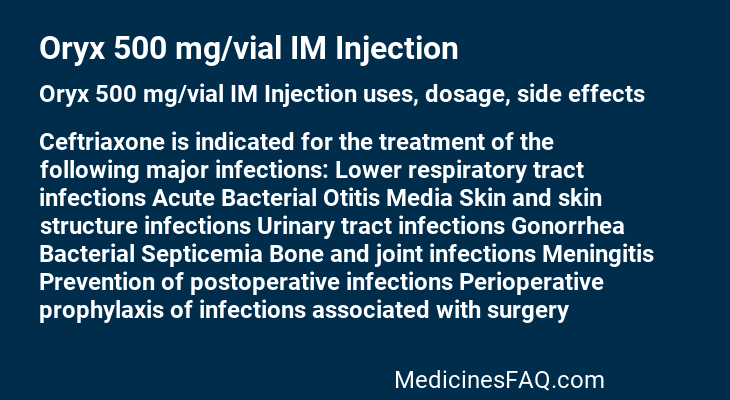 Oryx 500 mg/vial IM Injection