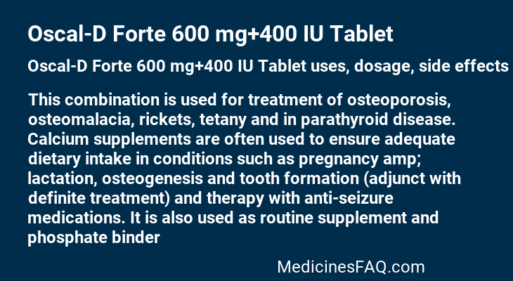 Oscal-D Forte 600 mg+400 IU Tablet