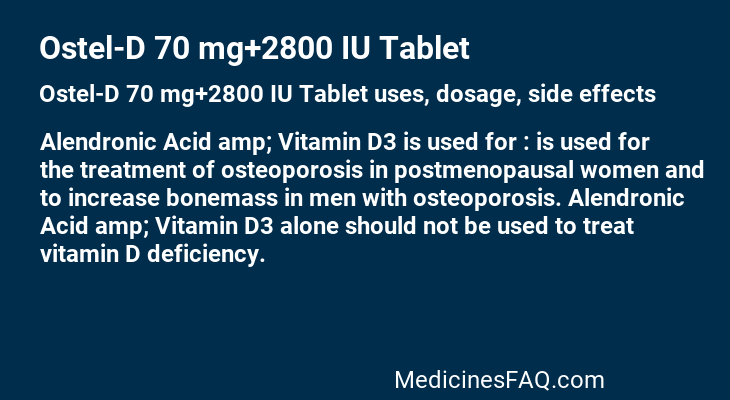 Ostel-D 70 mg+2800 IU Tablet