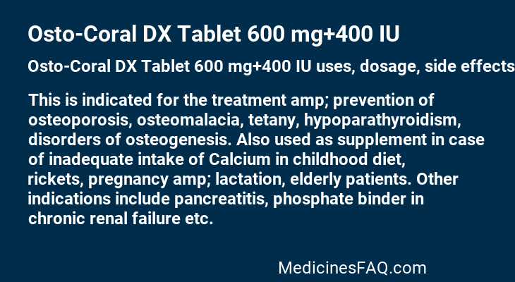 Osto-Coral DX Tablet 600 mg+400 IU