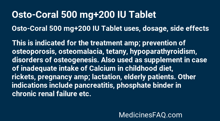 Osto-Coral 500 mg+200 IU Tablet