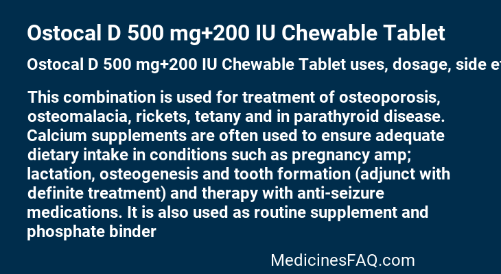 Ostocal D 500 mg+200 IU Chewable Tablet