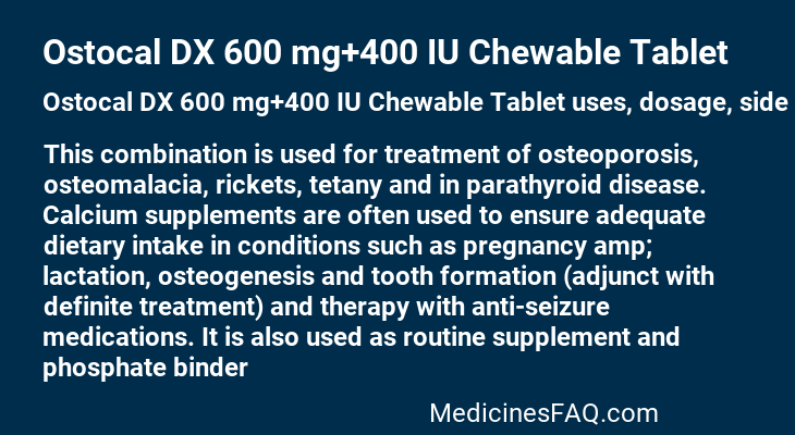 Ostocal DX 600 mg+400 IU Chewable Tablet