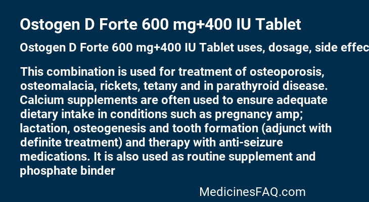 Ostogen D Forte 600 mg+400 IU Tablet