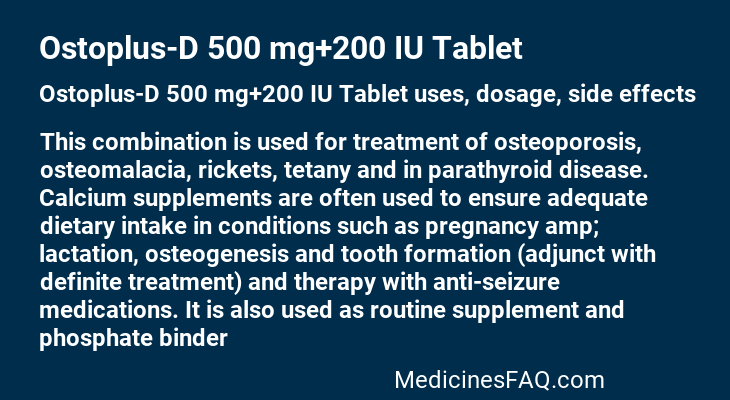 Ostoplus-D 500 mg+200 IU Tablet