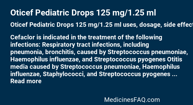 Oticef Pediatric Drops 125 mg/1.25 ml