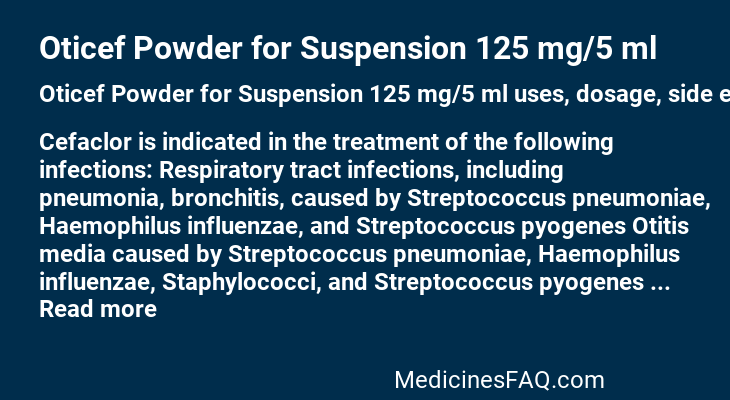 Oticef Powder for Suspension 125 mg/5 ml