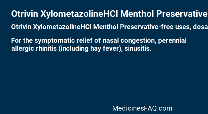 Otrivin XylometazolineHCl Menthol Preservative-free