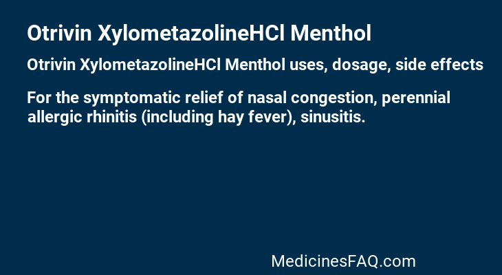 Otrivin XylometazolineHCl Menthol