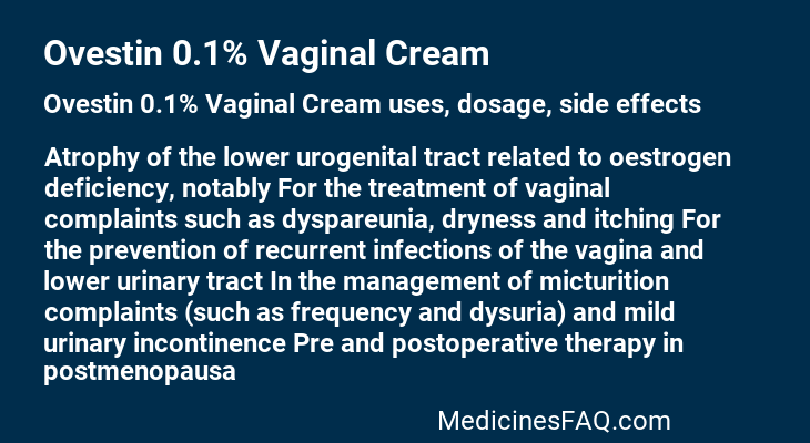 Ovestin 0.1% Vaginal Cream