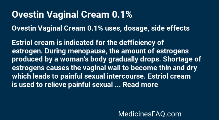 Ovestin Vaginal Cream 0.1%