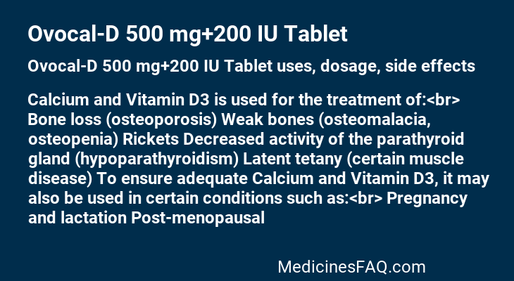 Ovocal-D 500 mg+200 IU Tablet