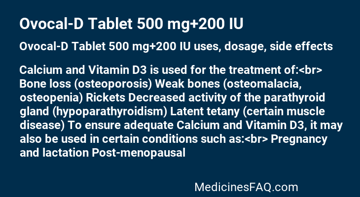 Ovocal-D Tablet 500 mg+200 IU