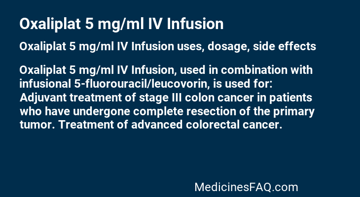 Oxaliplat 5 mg/ml IV Infusion