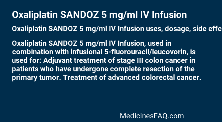 Oxaliplatin SANDOZ 5 mg/ml IV Infusion