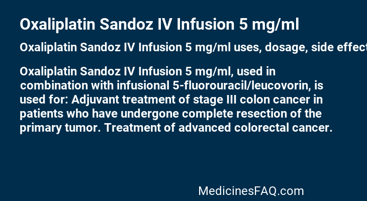 Oxaliplatin Sandoz IV Infusion 5 mg/ml