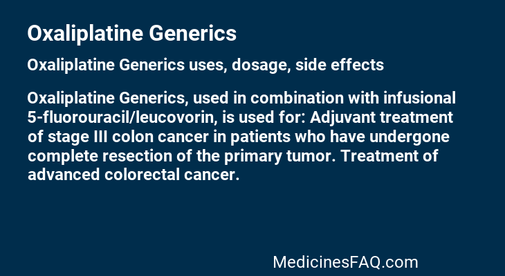 Oxaliplatine Generics