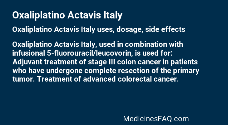 Oxaliplatino Actavis Italy