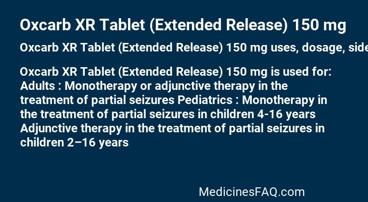 Oxcarb XR Tablet (Extended Release) 150 mg