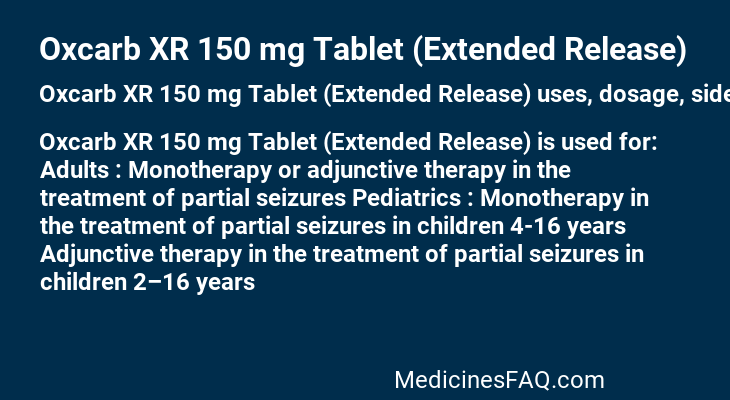 Oxcarb XR 150 mg Tablet (Extended Release)