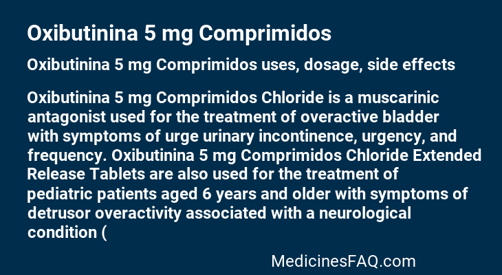 Oxibutinina 5 mg Comprimidos