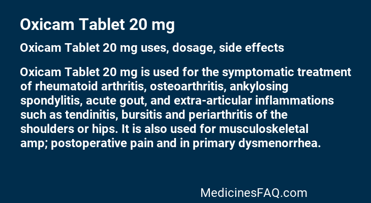 Oxicam Tablet 20 mg