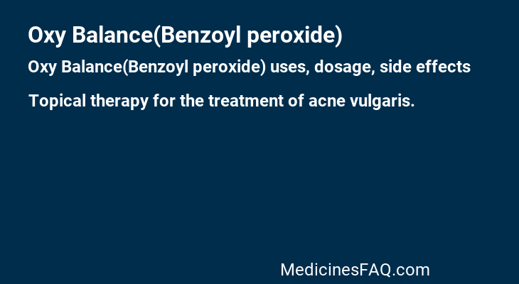 Oxy Balance(Benzoyl peroxide)