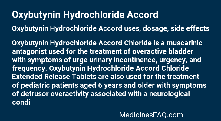 Oxybutynin Hydrochloride Accord