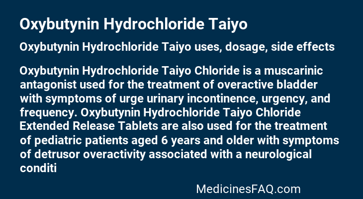 Oxybutynin Hydrochloride Taiyo