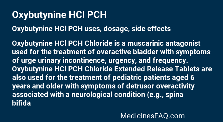 Oxybutynine HCl PCH