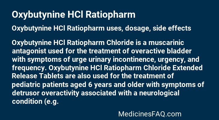 Oxybutynine HCl Ratiopharm