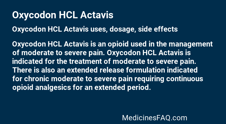 Oxycodon HCL Actavis