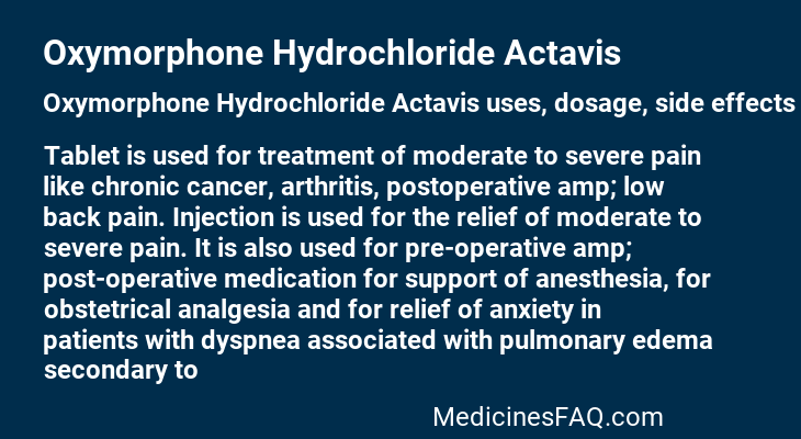 Oxymorphone Hydrochloride Actavis