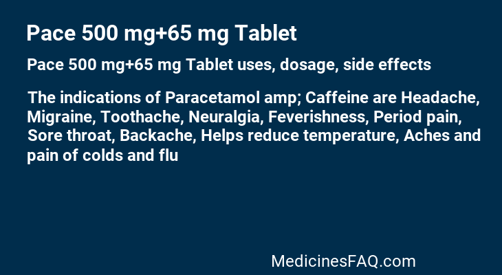 Pace 500 mg+65 mg Tablet