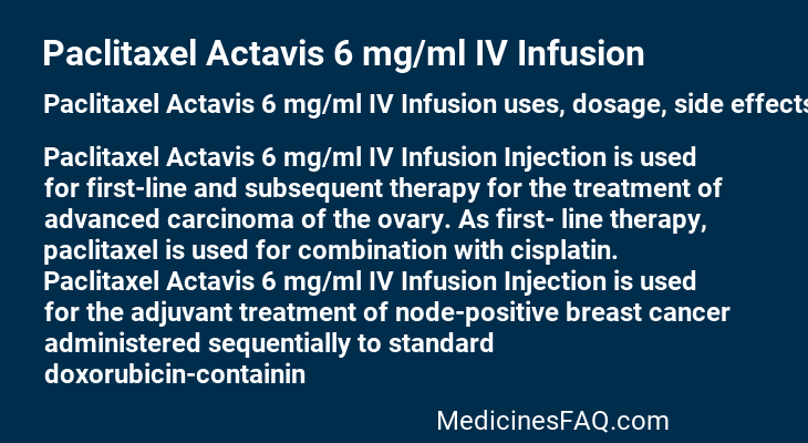 Paclitaxel Actavis 6 mg/ml IV Infusion