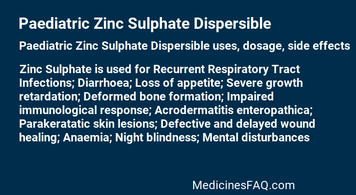 Paediatric Zinc Sulphate Dispersible