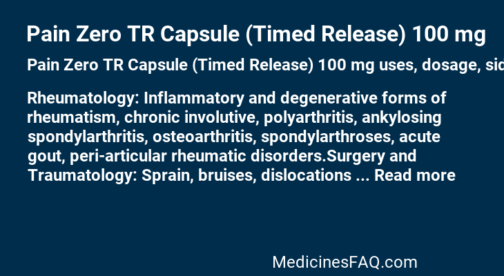 Pain Zero TR Capsule (Timed Release) 100 mg