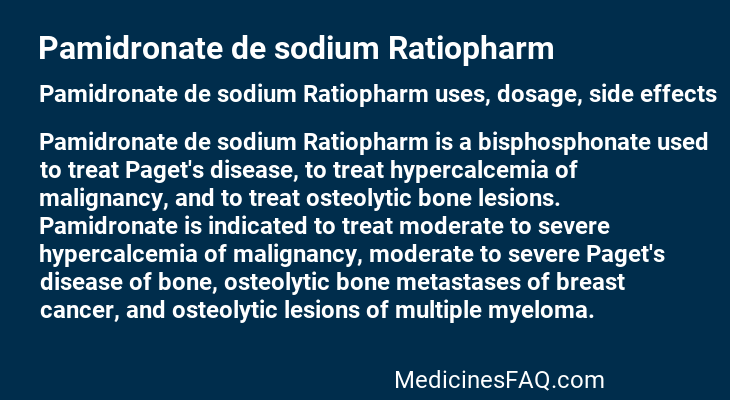 Pamidronate de sodium Ratiopharm