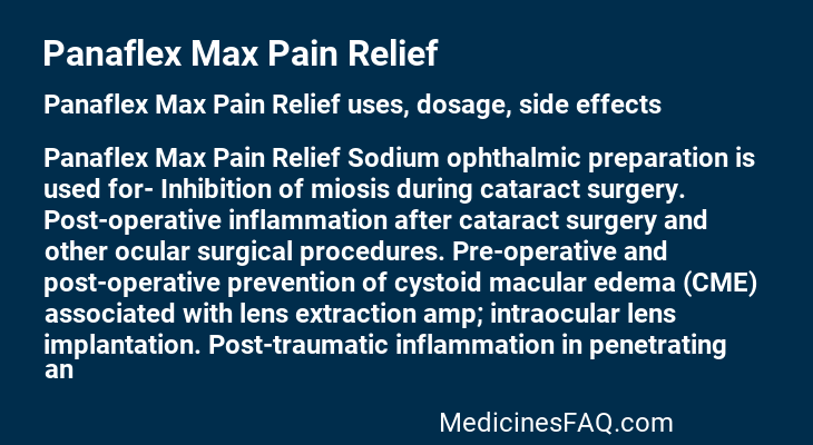 Panaflex Max Pain Relief