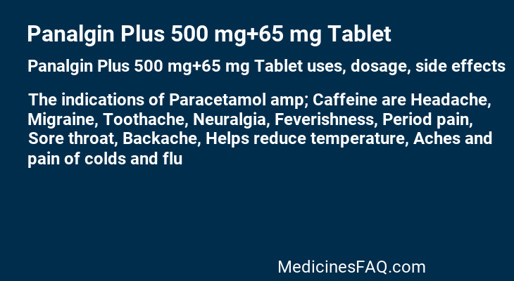 Panalgin Plus 500 mg+65 mg Tablet