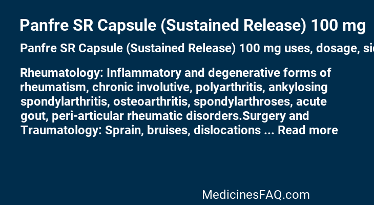 Panfre SR Capsule (Sustained Release) 100 mg