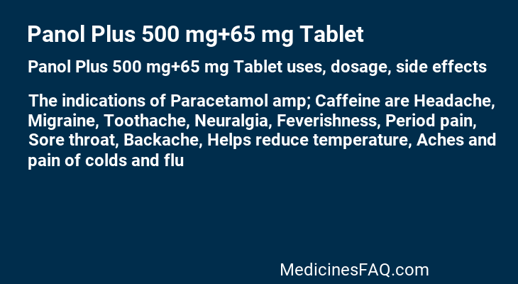 Panol Plus 500 mg+65 mg Tablet