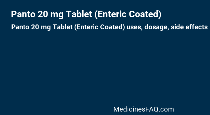 Panto 20 mg Tablet (Enteric Coated)